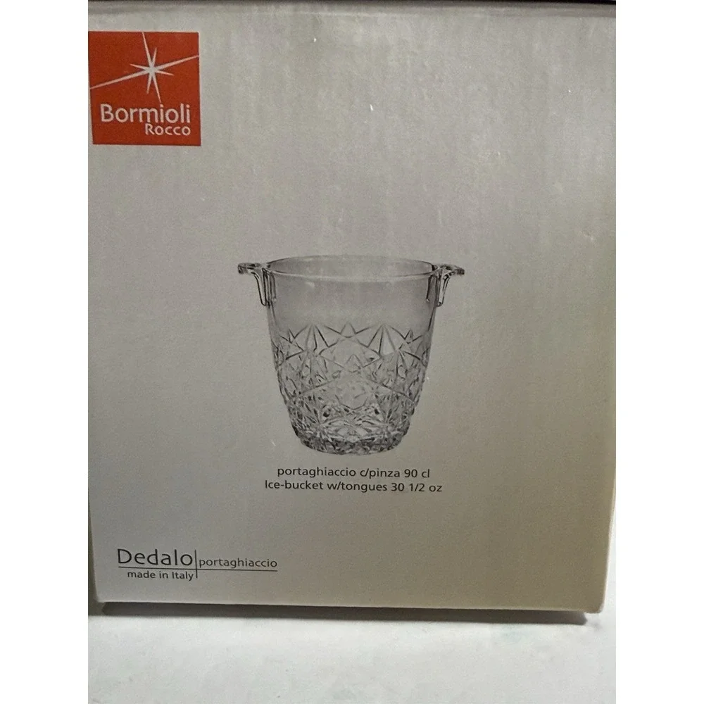 Bormioli Rocco Dedalo Ice Bucket 90cl with Stainless Tongs Made in Italy